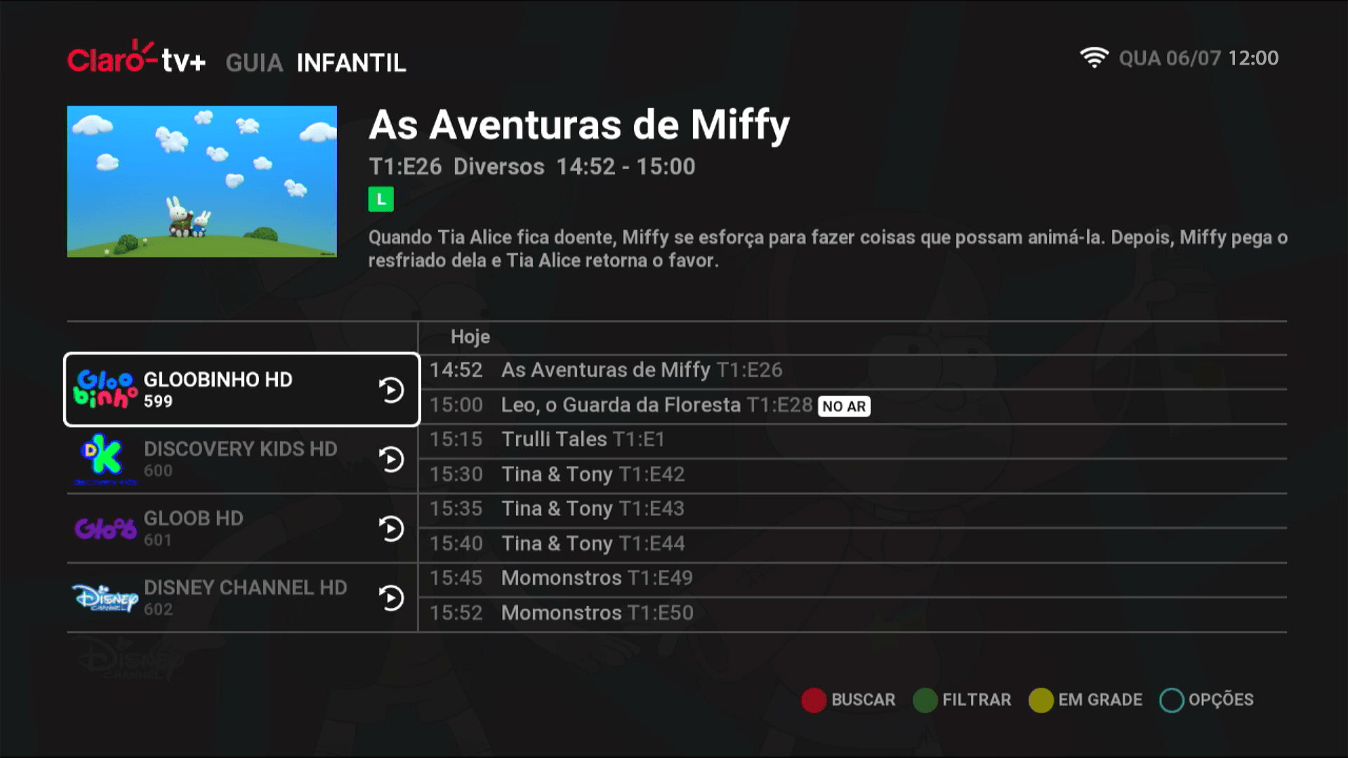 Claro TV+ HD Interface de TV