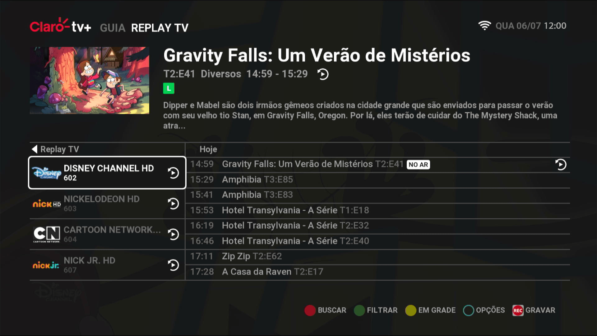 Claro TV+ HD Interface de TV