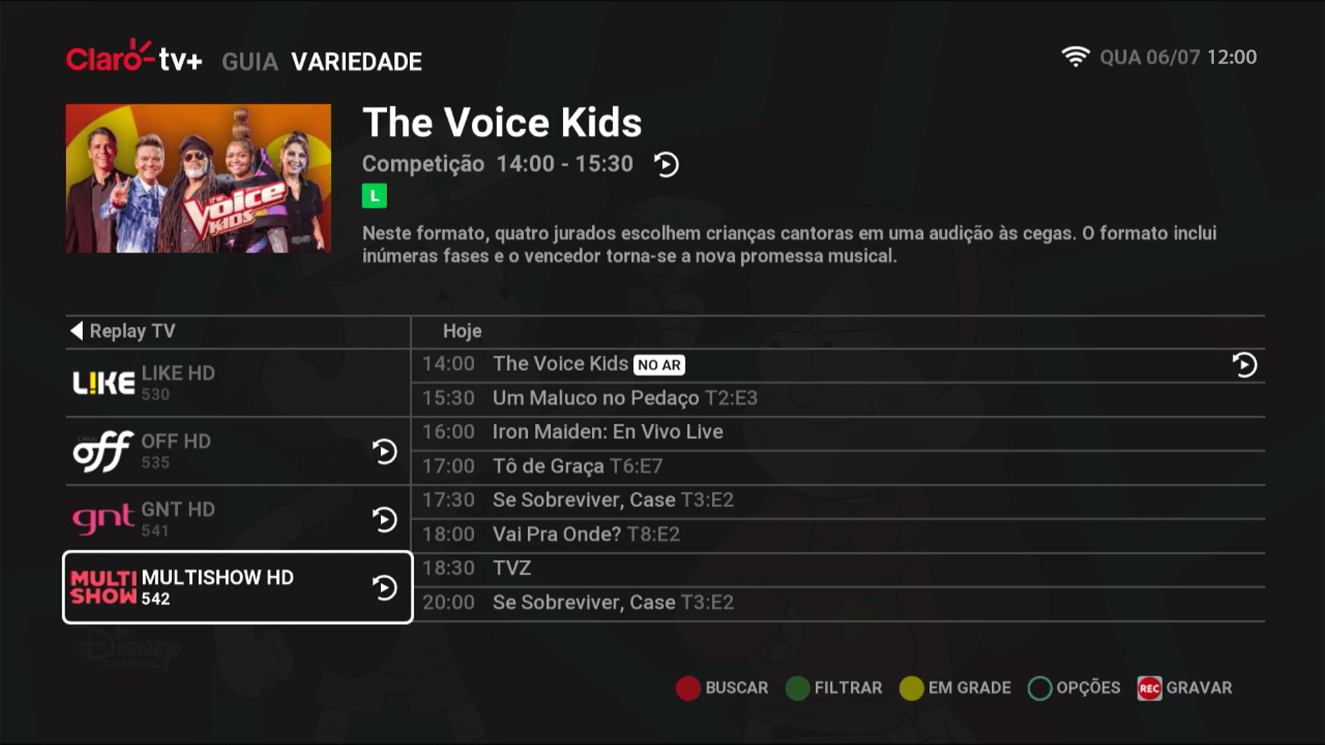 Claro TV+ HD Interface de TV