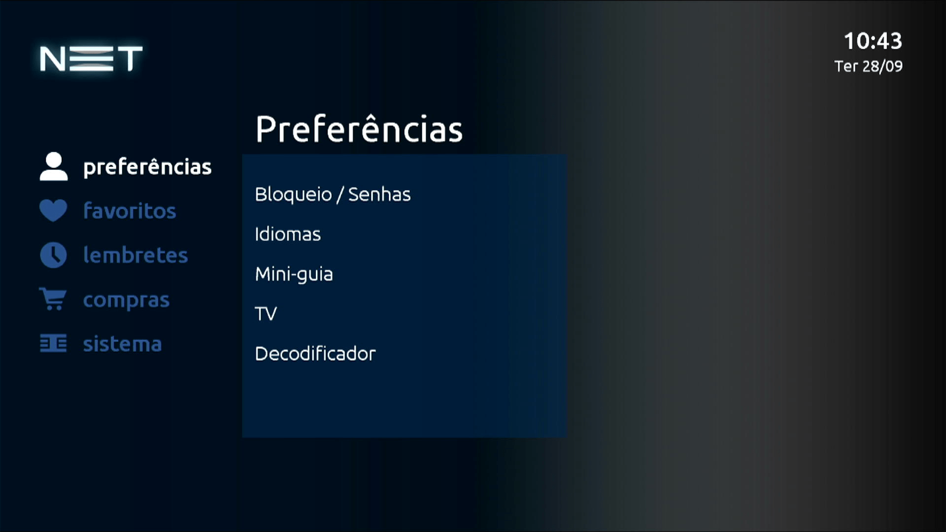 NET Legado Interface de TV
